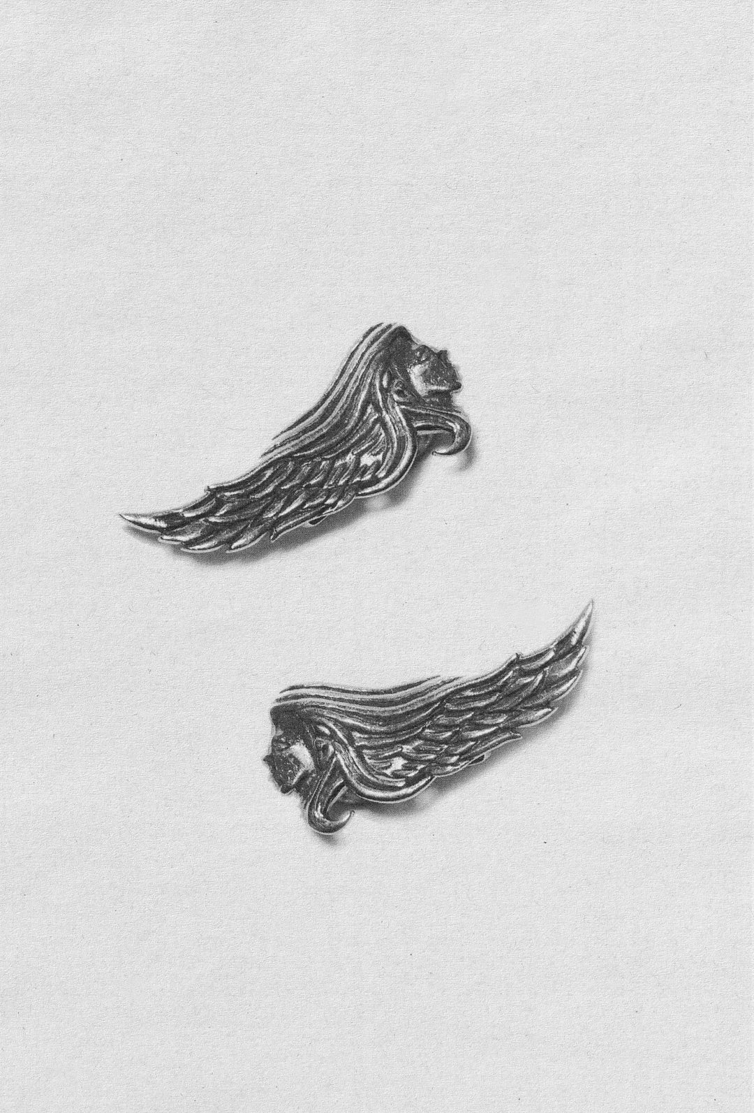 Vintage Angel Wing Silver Clip-On Earrings