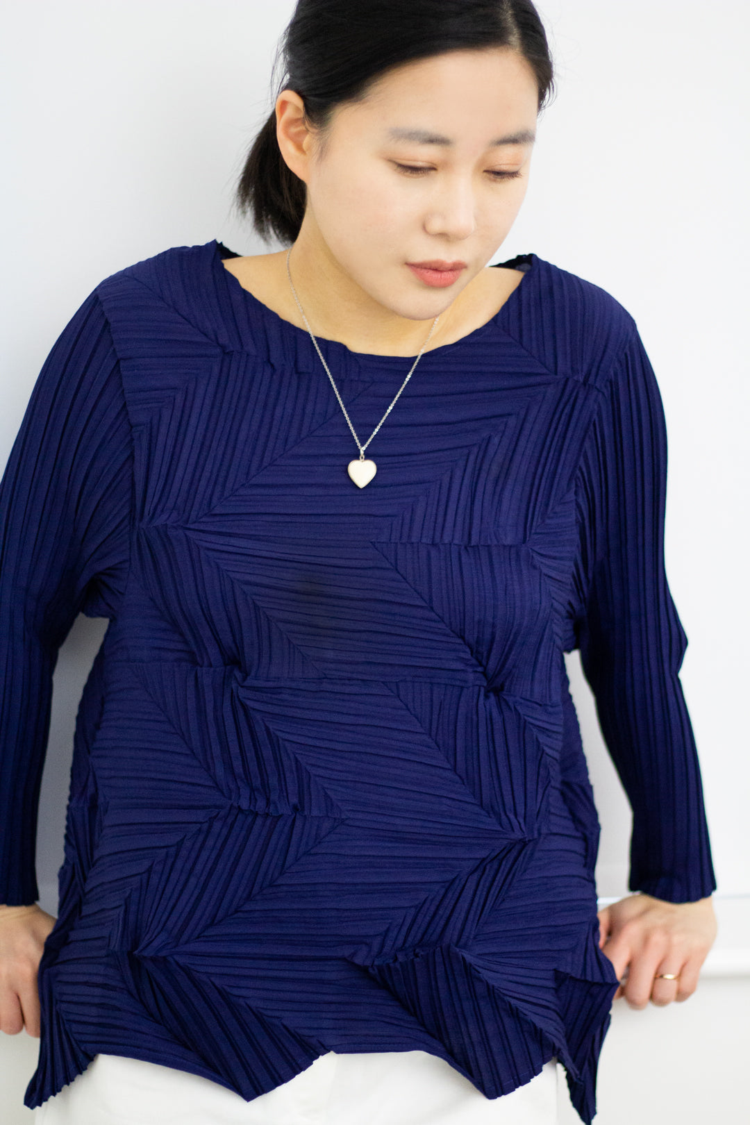 Geometric Heat-Pressed Pleated Blouse